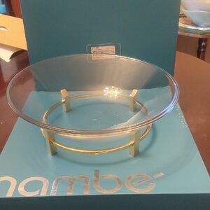 Nambe Clear Glass Vanity Tray with Gold Stand